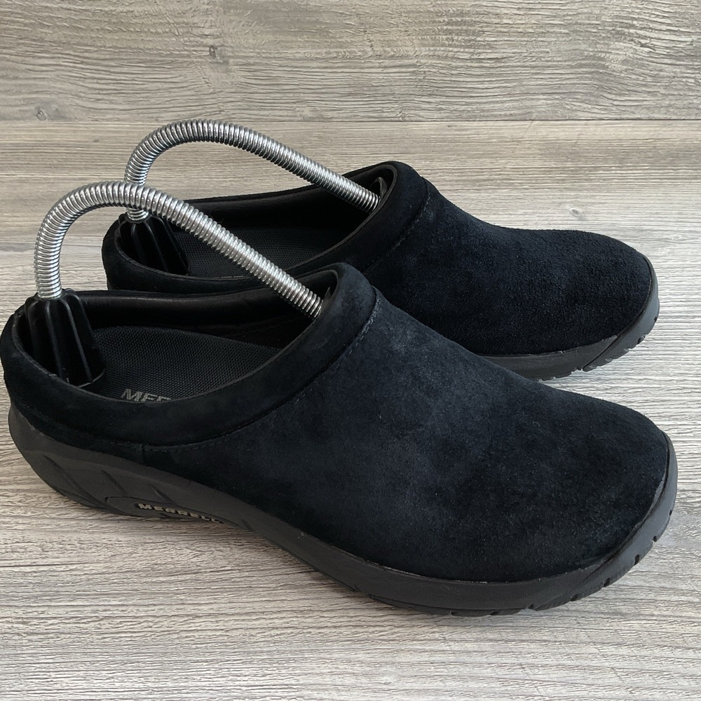 Merrell Shoes Womens Size 9 J559658 Black Suede Slip On Comfort Clogs Mule